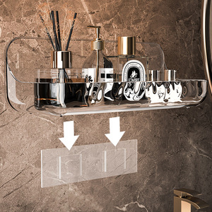 Transparent Wall Mounted Bathroom Shelf 50X30CM Durable Cosmetic <b>Storage</b> Rack For Personal Care Products - Product Image 3