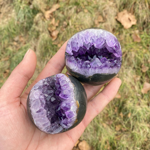 Sfera di Ametista Naturale all'Ingrosso, Geode di Alta Qualità, Sfera di Cristallo Druzy, Pietra <span class=keywords><strong>Sorriso</strong></span> a Bocca Aperta per Guarigione e Arredamento Casa - Product Image 3