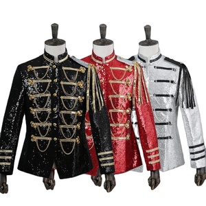 Veste de scène à sequins pour <span class=keywords><strong>homme</strong></span> avec chaîne à pampilles, <span class=keywords><strong>tenue</strong></span> de performance pour DJ, animateur, chanteur, soirée en boîte de nuit - Product Image 1