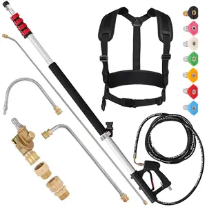 New Design Multi-functional Pressure Washer Extension Wand Adjustable Support Belt 24 FT Telescoping Pressure Washer Wand