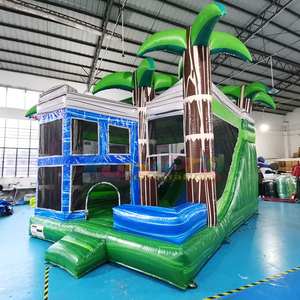 Castillo Inflable Temático Tropical 5 en 1, Tobogán Inflable para Niños, Casa de Brinco Combinada para Exteriores, Capacidad de 500 kg, 3 Años - Product Image 2