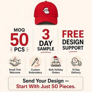 Casquette de baseball en coton à 6 panneaux personnalisée avec broderie Père Noël, réglable, pour les fêtes de Noël, vente en gros, OEM, faible MOQ - Product Image 5