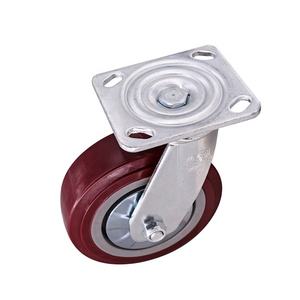 Koreanisches Dunkelrotes 230kg TPU Vollgummi Schwerlast-Lenkrolle 2x5 Zoll Schwenk- & Festrollen für Anhänger - Product Image 5