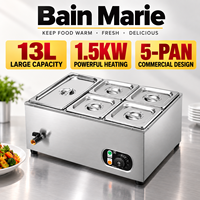 Bain-marie électrique commercial en acier inoxydable 220V 1500W, cinq bacs, grande capacité 13L, pour hôtels et restaurants