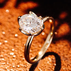 Venta al por mayor personalizado GRA certificado 10K 14K 18K sólido Real oro moissanita diamante boda anillo de compromiso conjunto para mujer joyería - Product Image 2