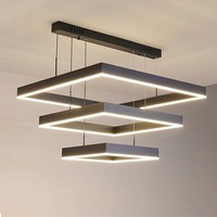Lustres au design nordique, modernes, carrés, à LED, pour escalier, restaurant, salle à manger, luminaire suspendu
