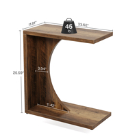 Tribesigns Table d'appoint en forme de C pour canapé, table d'appoint pour petit espace, table plateau de canapé pour salon, chambre à coucher, brun rustique