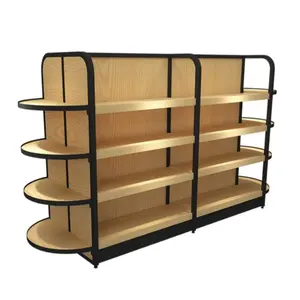 Custom Winkel Rack Supermarkt Houten Display Rack Gondel Rekken