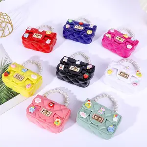 2023 lindo parche hecho a mano DIY cartón niñas bolsos de mano Jelly Coin pequeño monedero y Mini bolso de hombro para niños