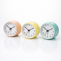 Réveil silencieux à mouvement à quartz de 4 pouces, design minimaliste, aiguilles, lumière nocturne, en plastique, pour chambre à coucher, chevet, couleur prune et orange