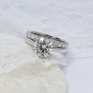 Gioielli Paston ghiacciati 3,5 ct taglio rotondo Moissanite <span class=keywords><strong>anello</strong></span> <span class=keywords><strong>solitario</strong></span> 4mm fascia di fidanzamento matrimonio Vvs gioielli <span class=keywords><strong>diamante</strong></span> argento 925 - Product Image 1
