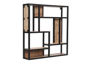 Estante de pared de diseño en hierro/madera, negro, con acabado PC/Mango Ar, de la colección de muebles de metal/madera de mango, a precio mayorista. - Product Image 5