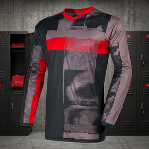Maillot de motocross à manches longues pour homme, manches longues, rouge, noir, gris, impression par sublimation, séchage rapide, chemise de course moto, taille adulte - Product Image 2