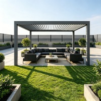 Pergola bioclimatique en aluminium, toit rétractable motorisé avec lames orientables électriques, LED en option, gazebo extérieur imperméable