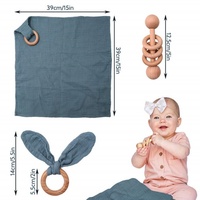 3 à 10 mois bébé fille garçon anneau en bois dentition pratique dentaire jouet bébé mâcher salive serviette ensemble BL011801