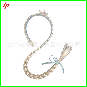 LPP4658 Braided <b>Wig</b> <b>Headband</b> With Feather Bowknot Tassel For Halloween Costume Kids Princess Dress Accessory - Product Image 5
