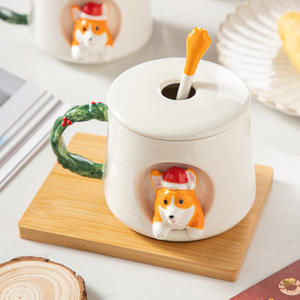 Cute 3-D Ceramic <b>Dog</b> Mug with Lid and Spoon Perfect Gift for Coffee and Tea Cups & Saucers - Product Image 3