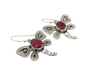 Boucles d'oreilles en rubis, pierres précieuses naturelles, argent sterling 925, bijoux faits à la main, style ethnique tribal vintage pour femmes, vente en gros - Product Image 2