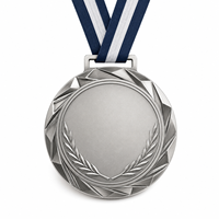 Médaille personnalisée en alliage de zinc 3D en forme d'étoile dorée, vierge pour logo, avec ruban bleu et jaune, pour récompenses sportives, scolaires et de compétition