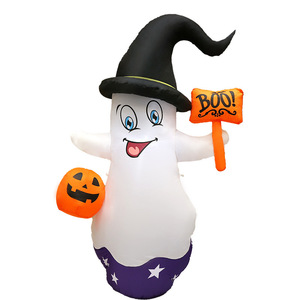 Inflatable Halloween Ghost With Witch Hat Outdoor Yard Decoration PVC Inflatable Party Prop For Garden Patio Halloween Decor - Product Image 5
