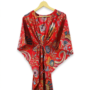 <b>Long</b> Floral Print <b>Kaftan</b> Dress for Women Relaxed Fit Boho Style Gathered Drawstring Waist Casual Wear Outfit - Product Image 1