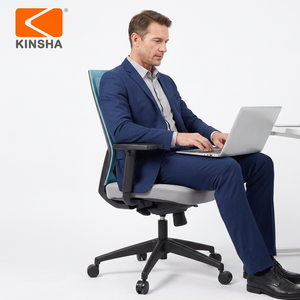 เก้าอี้สำนักงานผ้า KINSHA ออกแบบตามหลักสรีรศาสตร์ ที่วางแขนปรับได้ หมุนได้ ดีไซน์ทันสมัย พนักพิงเปิด ฐานโลหะ สำหรับใช้ในบ้านและสำนักงาน - Product Image 1