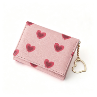 Portefeuille compact personnalisé en PU pour femme avec porte-clés en forme de cœur – Pochette légère et tendance pour le rangement quotidien