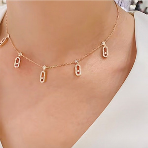 Collar con Colgante de Circonita Geométrica Moderno y Personalizado, Collar de Cadena con Circonita Blanca Brillante, Elegante y Bonito para Mujer - Product Image 4