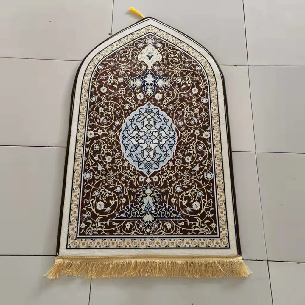 Tapete de oração confortável com desenho em relevo Tapete de oração para muçulmano