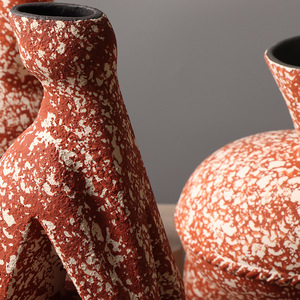 Jarrón de Cerámica Vintage Hecho a Mano, Mini Botella Decorativa para el Hogar, con Flores Pequeñas y Esmalte Creativo, Arcilla Roja Mexicana - Product Image 4