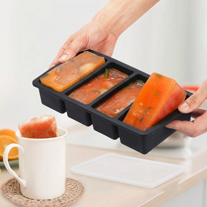 <span class=keywords><strong>Moule</strong></span> à glaçons rectangulaire réutilisable pour fruits, en silicone sans BPA, avec couvercles, pour congélateur - Product Image 1