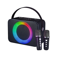Sistema de Karaoke Portátil Todo en Uno con Altavoz, Dos Micrófonos Inalámbricos, Luces RGB, Sonido HIFI, para Fiestas en Casa, Entretenimiento Familiar y Computadora