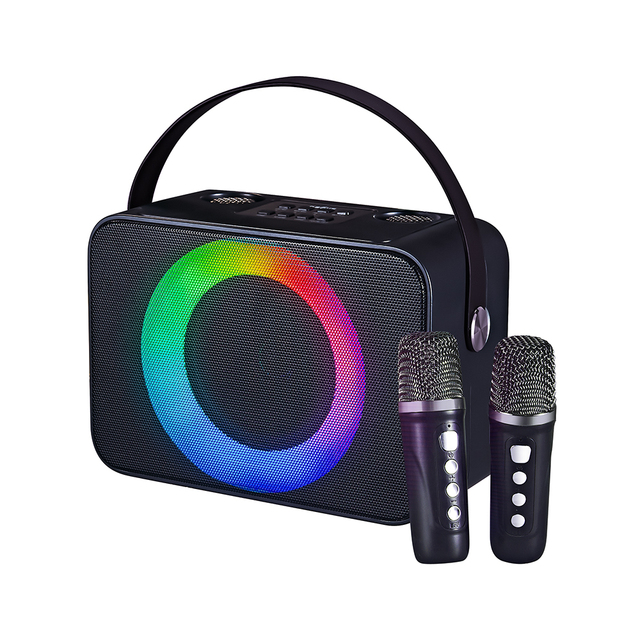 All in One Portable for Karaoke Speaker Dual Wireless Mics RGB Lights HIFI Sound Home Party Family Entertainment Computer