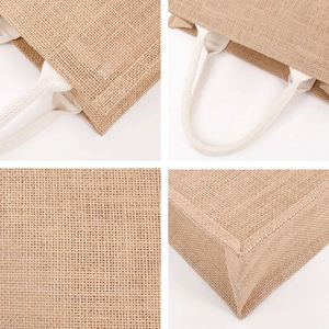 Sacs fourre-tout en toile de jute naturelle réutilisables avec logo personnalisé, vente en gros, sacs de shopping - Product Image 2