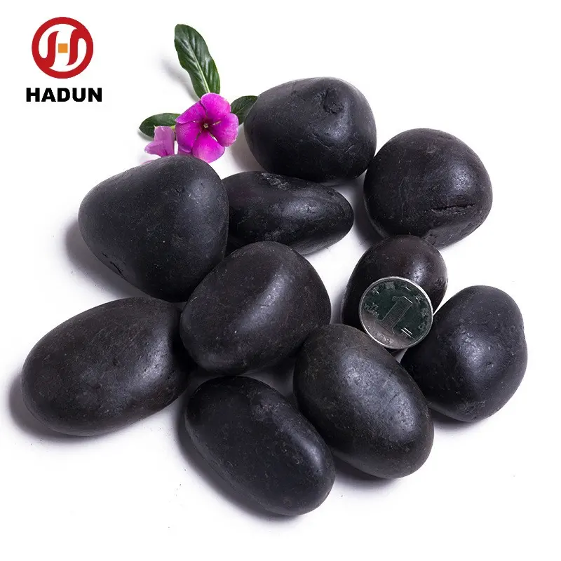 Factory direct supply Landscaping High Polished Black River Stone Pebbles For Garden