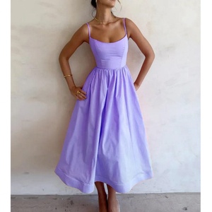 Vestido Largo Maxi de Verano 2025, Nuevo Diseño, Color Sólido, Fresco y Dulce, Sin Mangas, con Tirantes, Cuello en U, Cintura Natural, Ecológico, Estilo Swing - Product Image 2