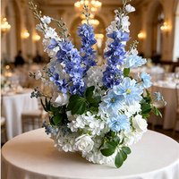 C-603 Vente en gros Magnifiques boules de fleurs en soie réalistes de 60 cm, roses et bleues, boules de fleurs de roses bleues pour centres de table