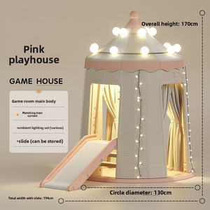 Wholesale Kids Play Tent Indoor Princess Castle Playhouse with <b>Light</b> & <b>Window</b> - Durable Polyester Baby Children Toy for Girls - Product Image 6