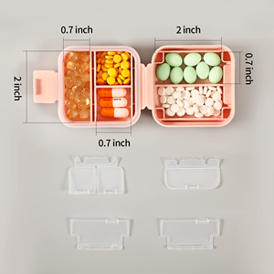 Portable 5/8 Compartments Square Glossy Pill Box Flexible Daily Medicine Organizer PP Sealed Compartments Pills - Product Image 2