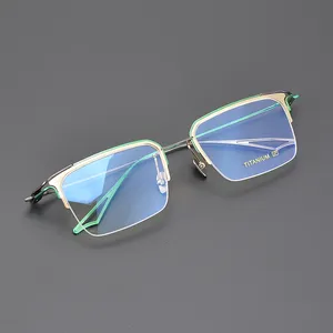 Montura de gafas de titanio de lujo para hombre de diseño japonés a la moda, monturas de gafas ópticas para hombre, gafas de titanio