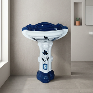 Lavabo sur pied en céramique sterling au design asiatique, résistant à l'eau, lavabo artistique unique pour hôpital, centre commercial, villa - Product Image 3