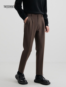 2025 primavera nuovi <span class=keywords><strong>pantaloni</strong></span> Casual da uomo di alta qualità marrone Slim da lavoro da ufficio in cotone con pendenze dritte - Product Image 2