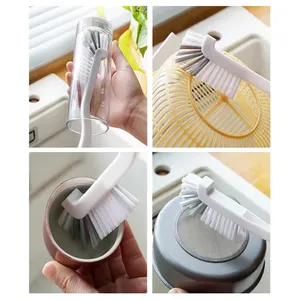 Cepillo de limpieza para tazas estilo japonés con mango largo, diseño de codo, orificio de cola, accesorios de limpieza para grietas con colgador de pared - Product Image 3
