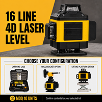 Niveau laser vert 4D industriel 16 lignes avec batterie au lithium, auto-nivelant 360° pour la construction