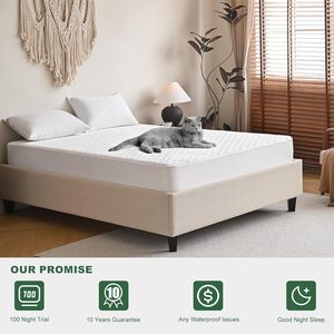 Protecteur de matelas imperméable en rayonne de bambou - Respirant, rafraîchissant, doux, poche profonde, housse de matelas lavable en machine - Product Image 2