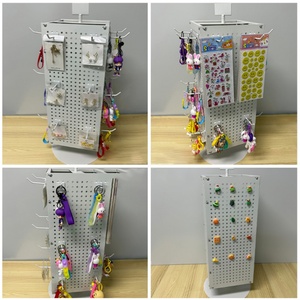 Wholesale Modern for Floor Standing Clear Metal Pegboard Spinner Display Rack with <b>Floating</b> Shelf Easy Assembly for Store - Product Image 3