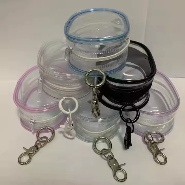 Clear Figure Display Bag with Keychain Display Zipper Bag Pvc for Mini Plush Clear Display Bag Keychain Storage Lipstick Pouch