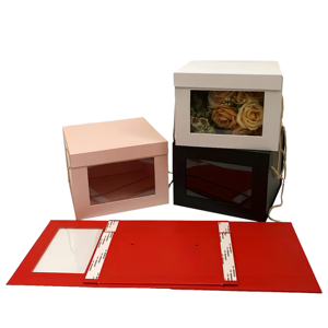 High-End Rigid Gift <b>Boxes</b> With Window Die Cut Plastic Liner Rectangle Ivory Board Custom Packaging For Flowers And Crafts - Product Image 1