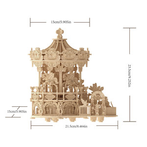 Boîte à musique carrousel, <span class=keywords><strong>puzzle</strong></span> <span class=keywords><strong>3D</strong></span>, modèle en bois fait main, jouets éducatifs pour adultes, niveau avancé - Product Image 2