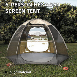 Carpa <span class=keywords><strong>de</strong></span> verano individual para 6 personas, tipo gazebo, para acampar al aire libre, con dosel, protección solar, impermeable, con una habitación y malla. - Product Image 2